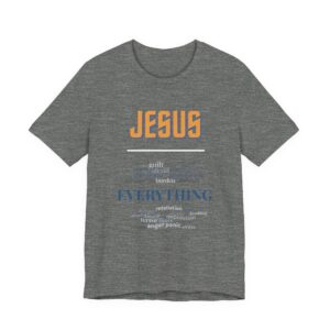 Jesus Over Everything Word Cloud Tee | Christian Faith Typography Shirt