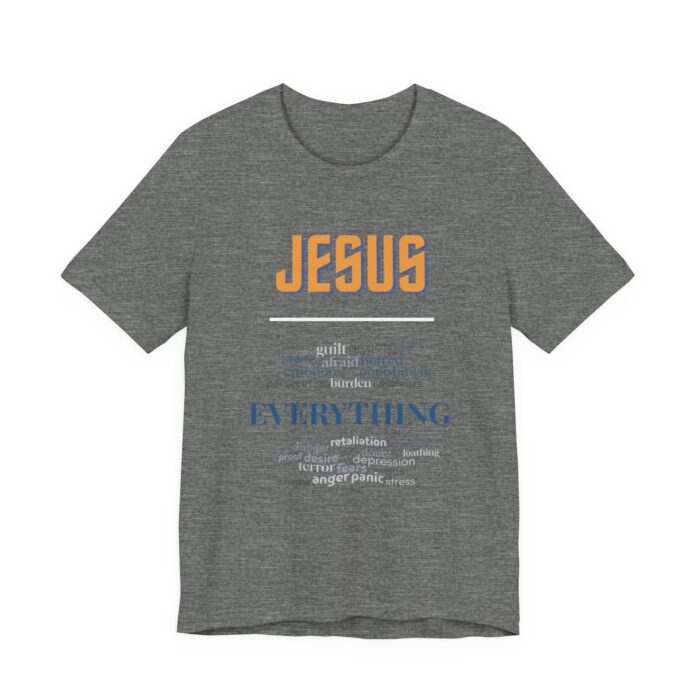 Jesus Over Everything Word Cloud Tee | Christian Faith Typography Shirt