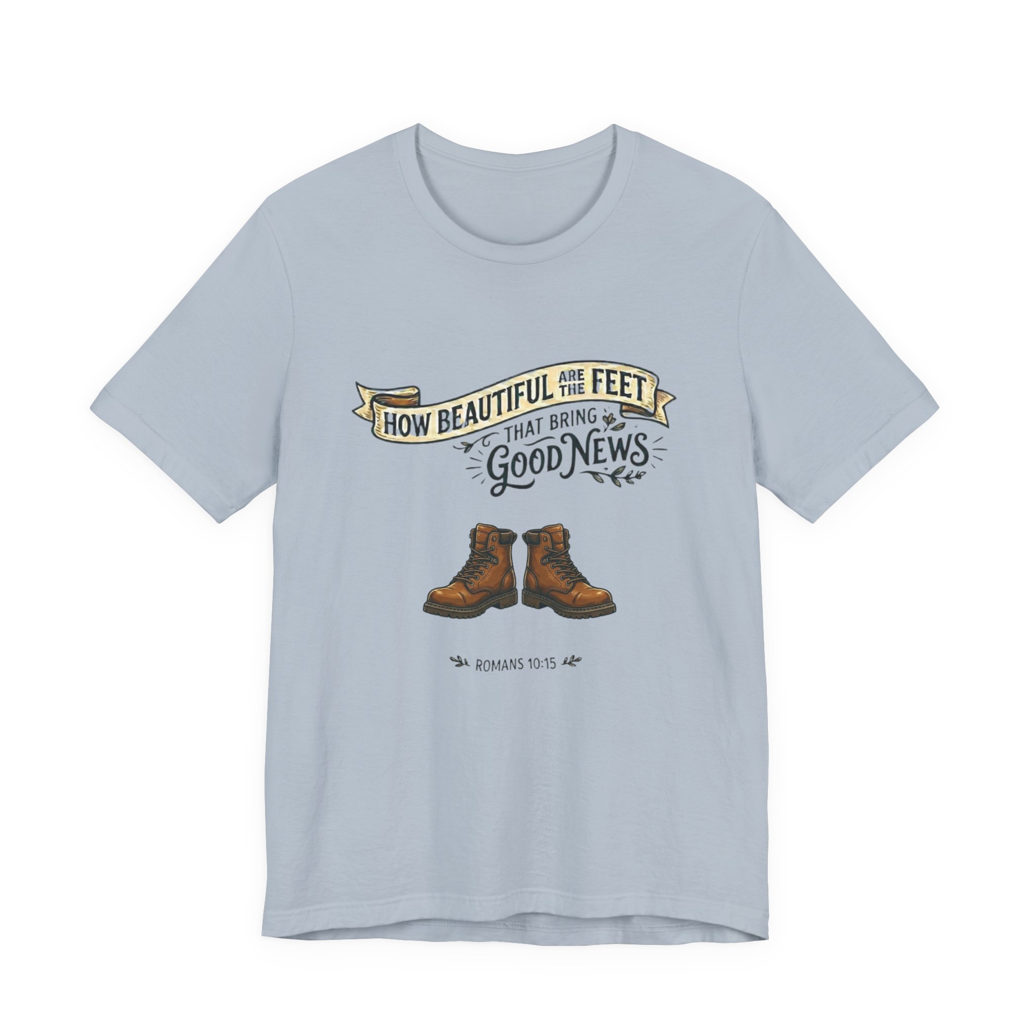 T‑Shirt — “How Beautiful Are the Feet” Inspirational Bible Verse Tee (Romans 10:15) - Image 25