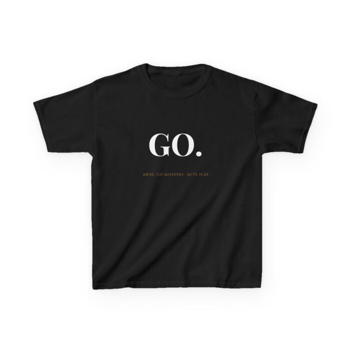 Kids "GO." Motivational T‑Shirt — Minimalist Black Tee for Active Kids