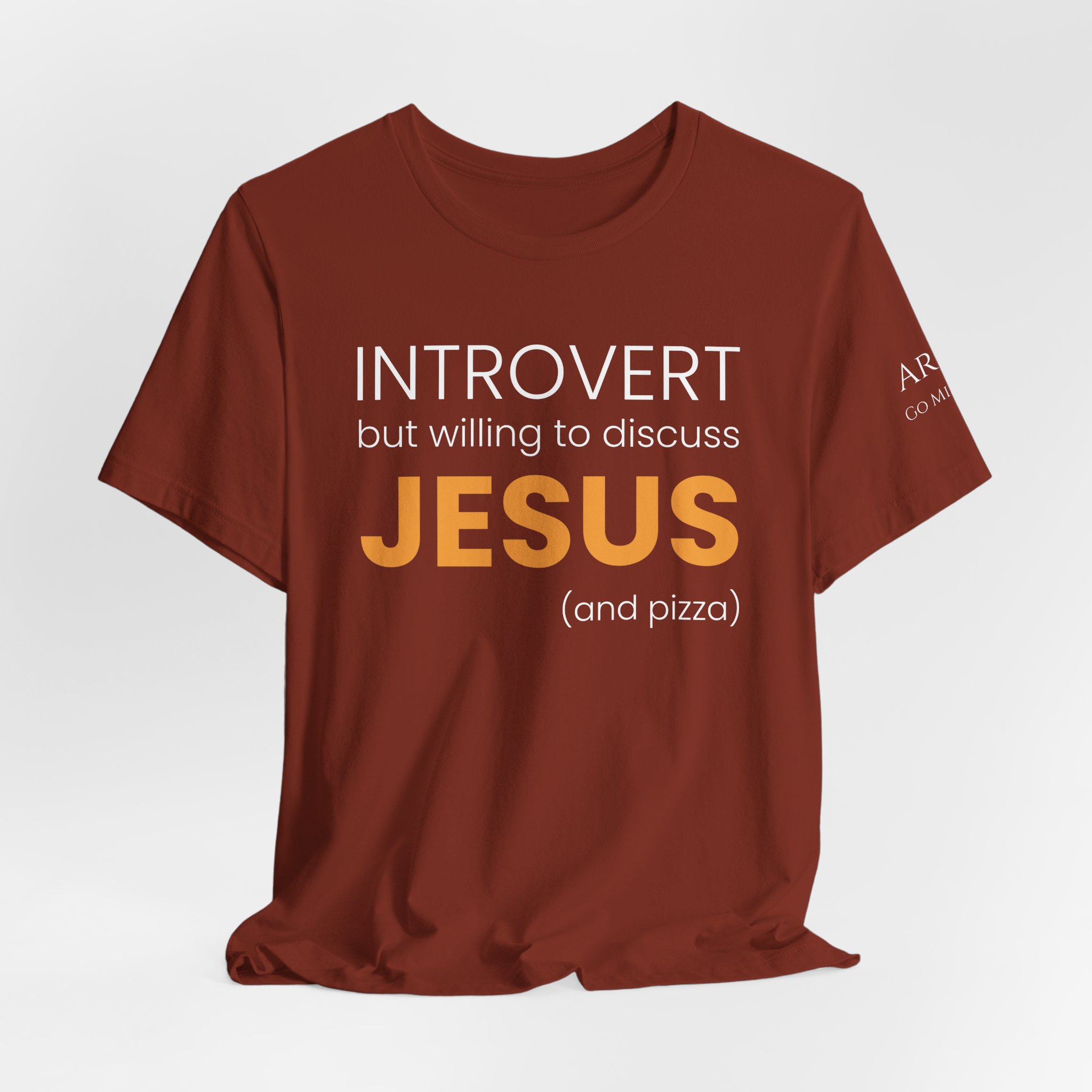 Introvert but Willing to Discuss Jesus & Pizza T-Shirt - Image 7